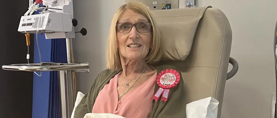 Stephanie celebrating her birthday while receiving chemotherapy.