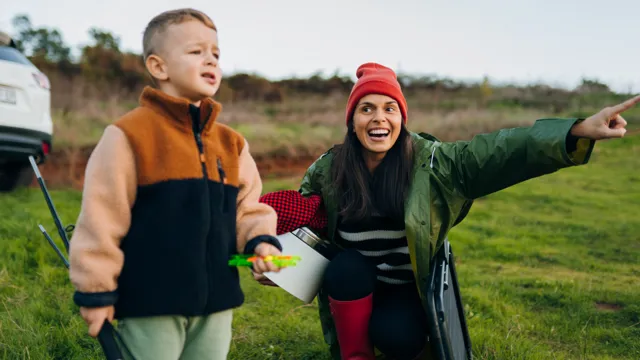 A mum and son looking ahead