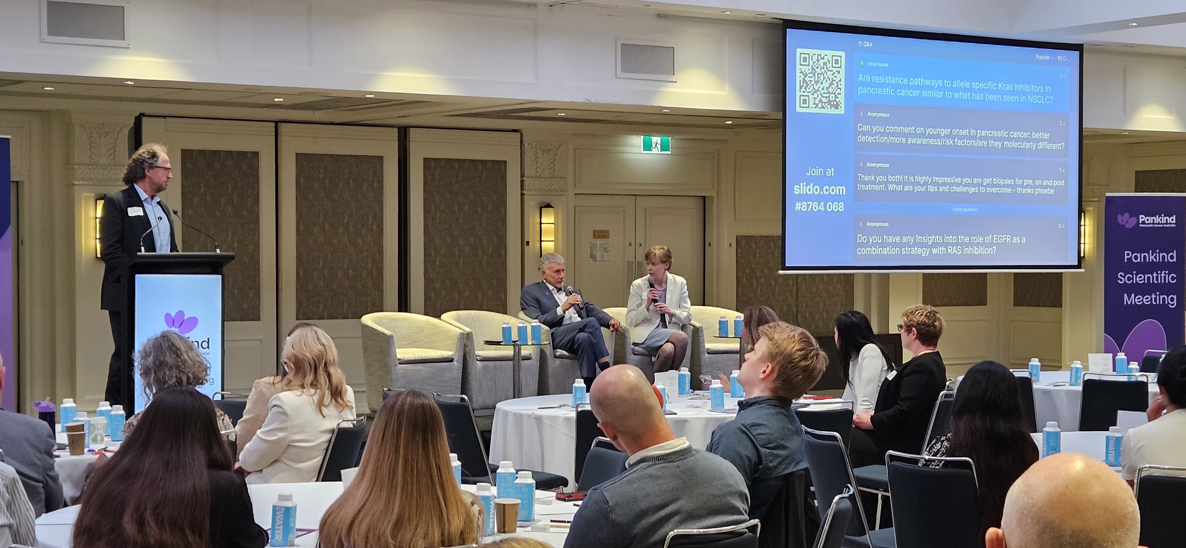 International speakers Dr Eileen O’Reilly from Memorial Sloan Kettering and Dr Andy Lowy from UC San Diego at Pankind Scientific Meeting