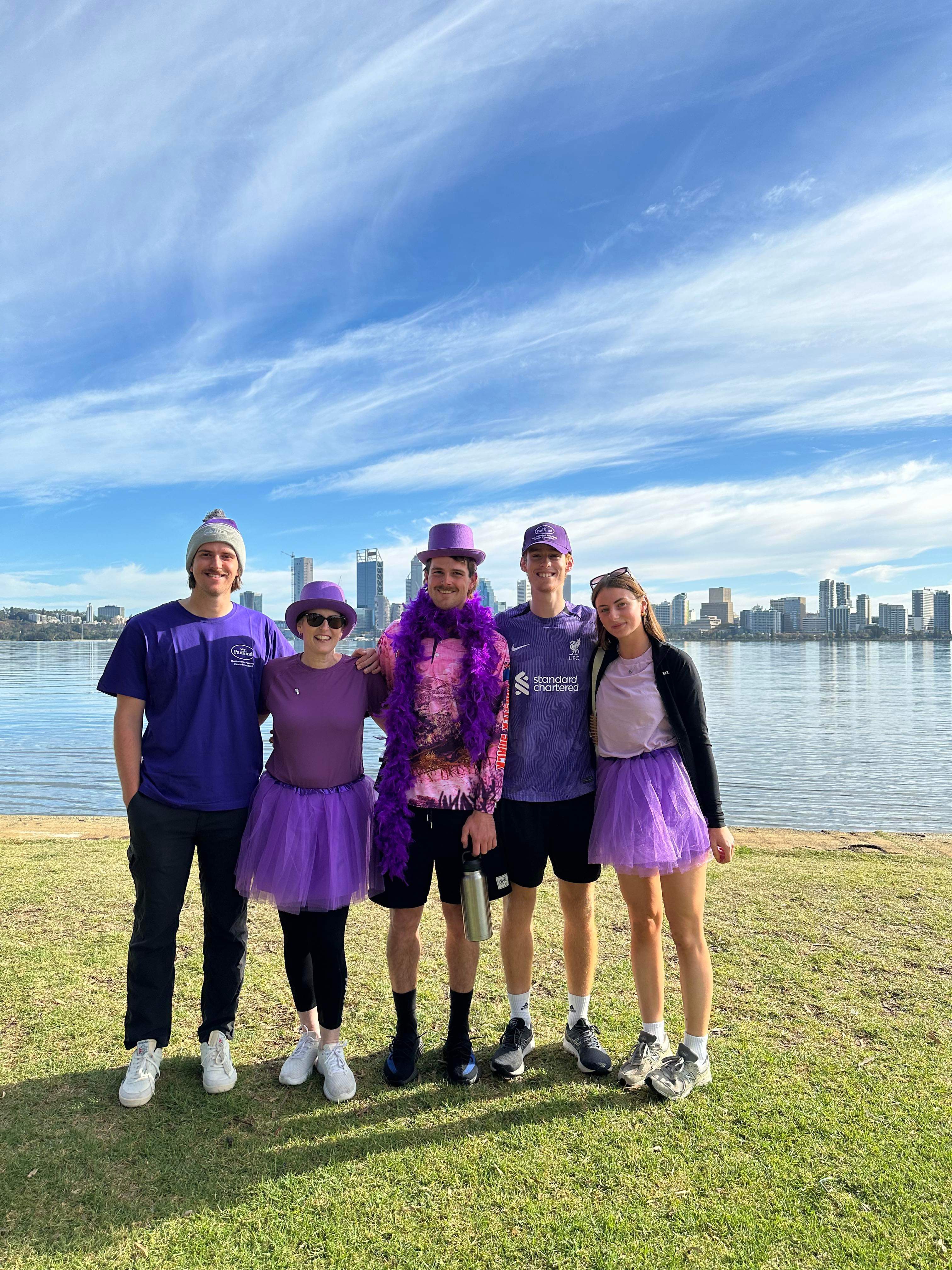 Noah and his family in purple