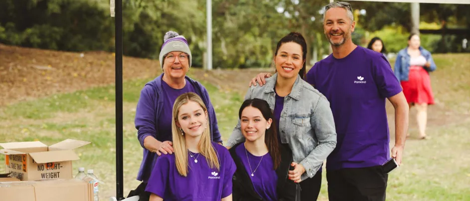 a family of volunteer at the Put Your Foot Down walk