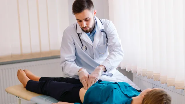 Doctor pressing patient belly abdomen - detect pancreatic cancer early