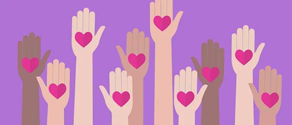 arms raised to donate